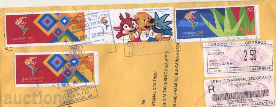 Trailed envelope with Gavalahara 2011 marks from Mexico with price 3.90 BGN | € 1.99 Trailed envelope with Gavalahara 2011 marks from Mexico with price 3.90 BGN | € 1.99