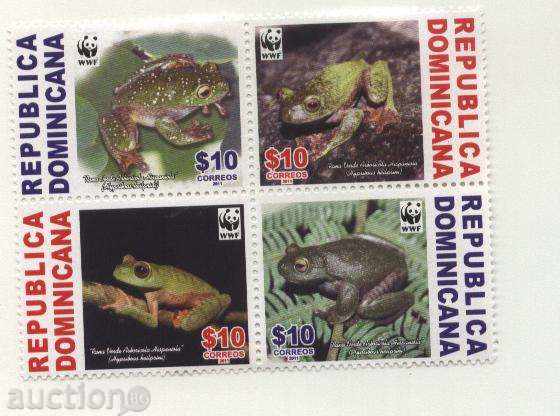 Чисти марки WWF Жаби  2011 от Доминиканска република
