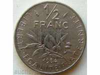 Франция 1/2 франк 1984