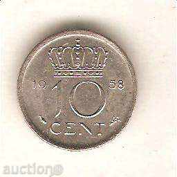Холандия  10  цента    1958 г.