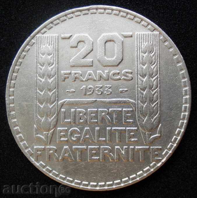 (¯` '• .¸ 20 francs 1933 FRANCE ¸. •' ´¯)