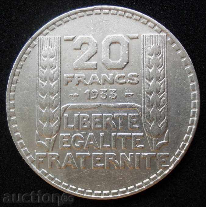 (¯`'•.¸ 20 francs 1933 FRANCE ¸.•'´¯) (¯`'•.¸ 20 francs 1933 FRANCE ¸.•'´¯)