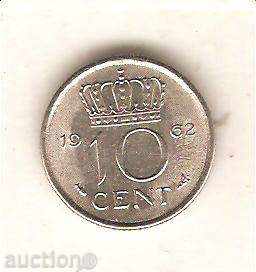 Холандия  10  цента    1962 г.