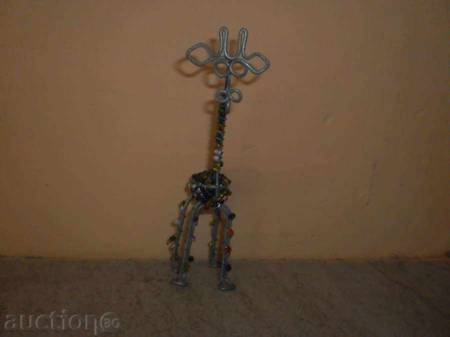 Giraffe - a small figure of wire and sand beads