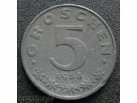 Австрия-5 гроша 1955г.
