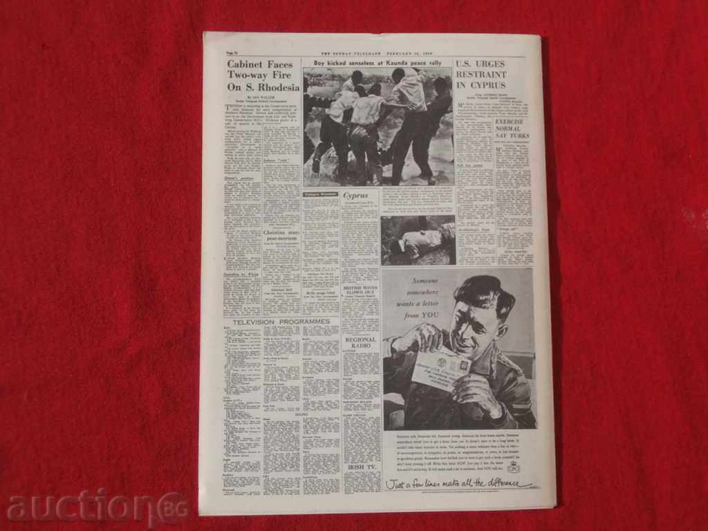Auction Sunday Telegraph-Mini Newspaper-16 February 1964. Auction Sunday Telegraph-Mini Newspaper-16 February 1964.