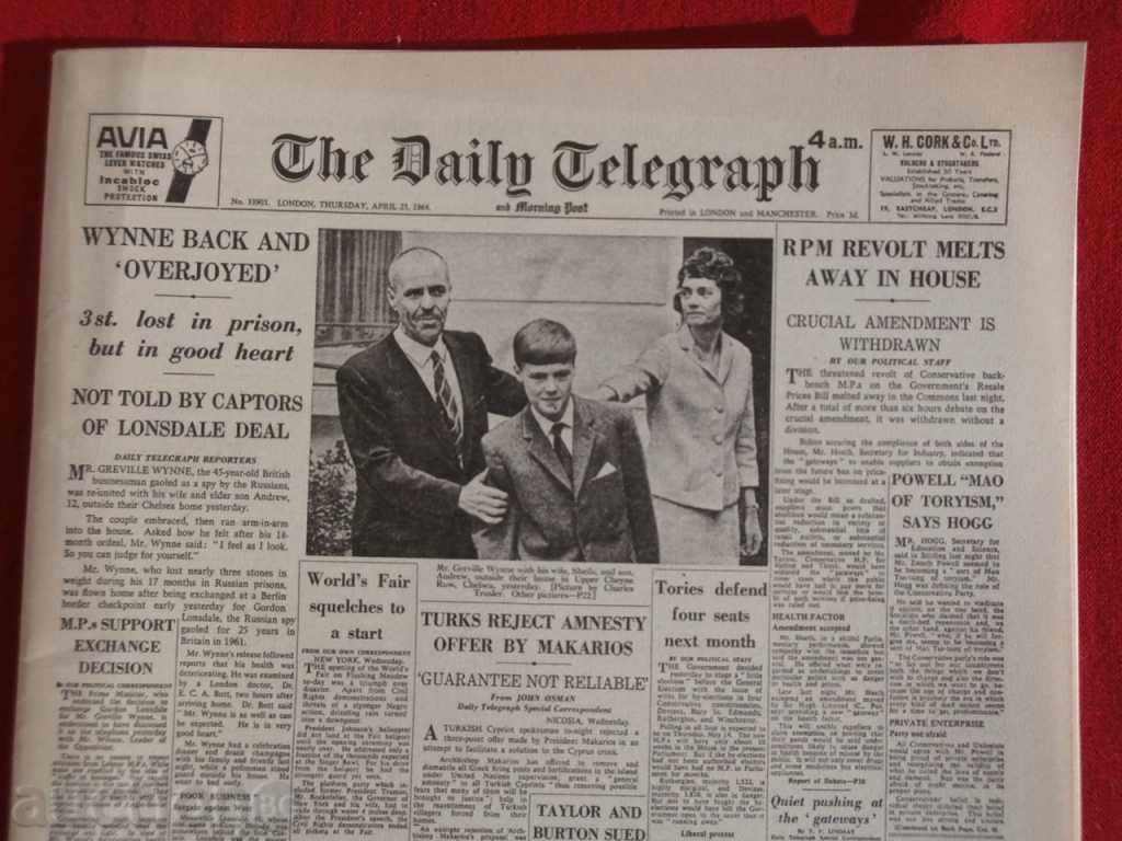 Daily Telegraph-Mini Newspaper-23 April 1964 with price 20.00 BGN | € 10.23 Daily Telegraph-Mini Newspaper-23 April 1964 with price 20.00 BGN | € 10.23
