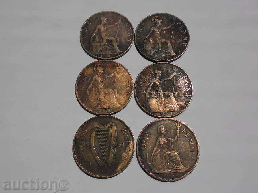 SET 1 Penny 1907,1911,1920,1921,1931,1937 PROBLEMA G6