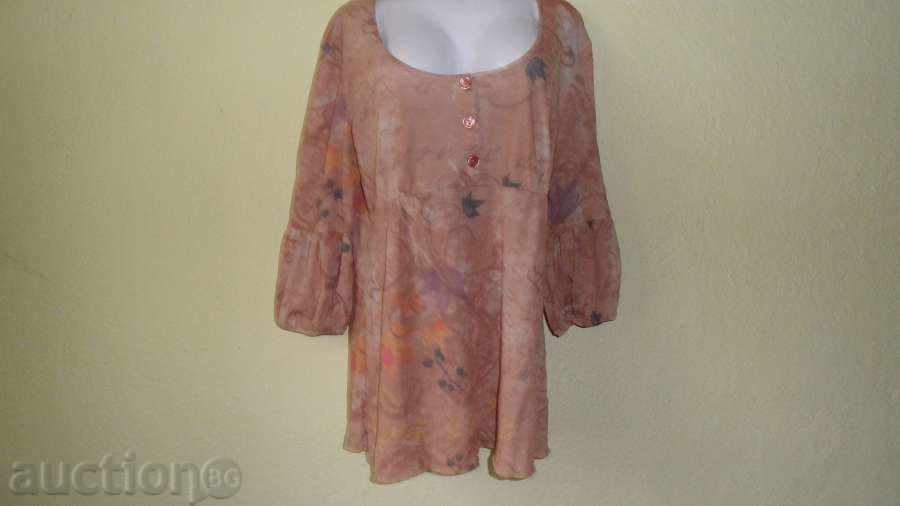 Blouse for ladies in orange-brown tones with lining