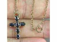 SILVER CROSS MEDALAND WITH NATURAL BLUE Sapphires