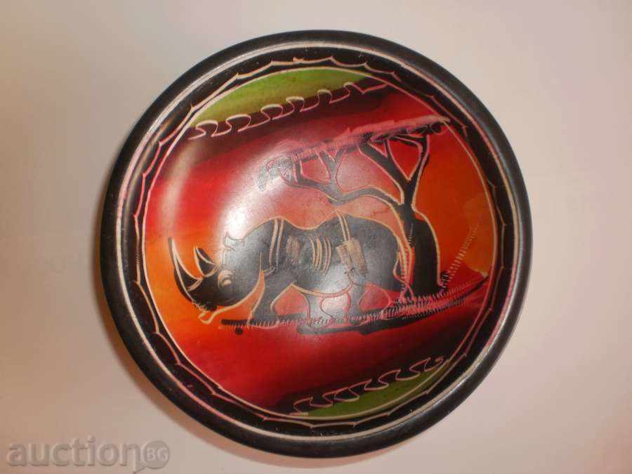 Декоративна купичка от сапунен камък-BIG 5-носорог-кръг