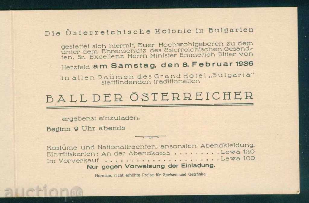 SOFIA - 1936 AUSTRIAN BALL - INVITE / D114 - 5 SOFIA - 1936 AUSTRIAN BALL - INVITE / D114 - 5
