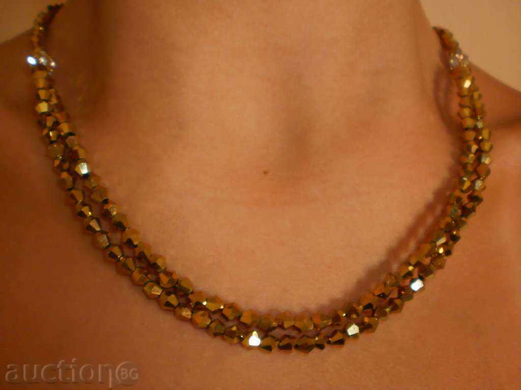 Auction Necklace of glass beads - old gold Auction Necklace of glass beads - old gold