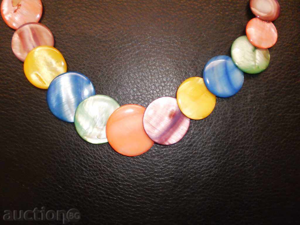 Necklace made of natural multicolored mother of pearl in round shape with price 33.00 BGN | € 16.87 Necklace made of natural multicolored mother of pearl in round shape with price 33.00 BGN | € 16.87