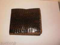Men's snakeskin leather portfolio - luxurious, dark brown