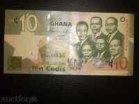 Ghana-10 stă, o bancnotă, în 2010, a se vedea preț
