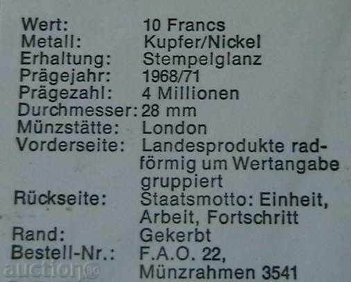 Licitație 10 Franci 1968 FAO, Burundi Licitație 10 Franci 1968 FAO, Burundi