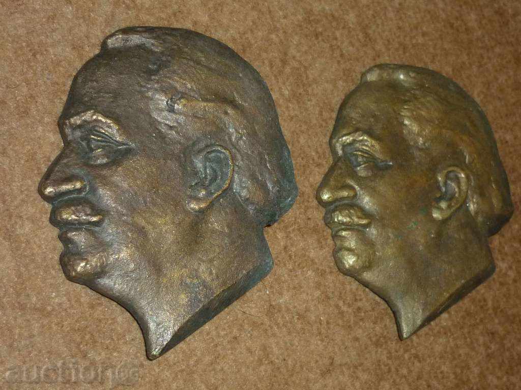 Lot of 2 bronze bas-reliefs by Georgi Dimitrov with price 65.00 BGN | € 33.23 Lot of 2 bronze bas-reliefs by Georgi Dimitrov with price 65.00 BGN | € 33.23