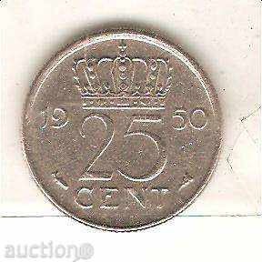 + Netherlands 25 cent 1950
