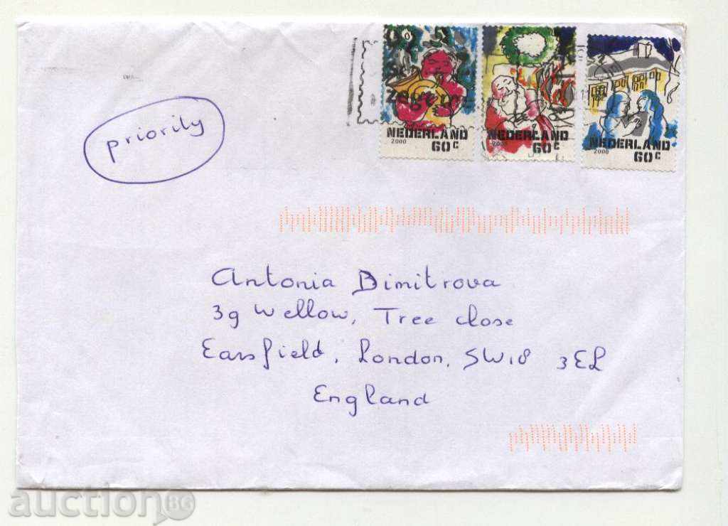 Trailed envelope with 2000 marks from the Netherlands