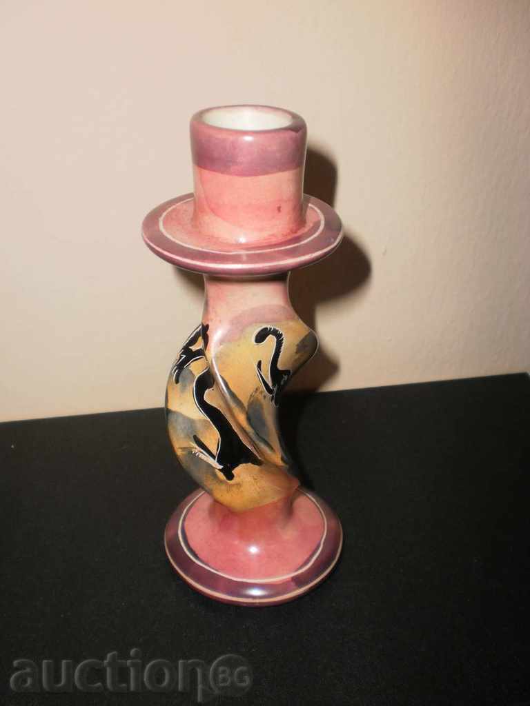 Beautiful soapstone stone candle in pink