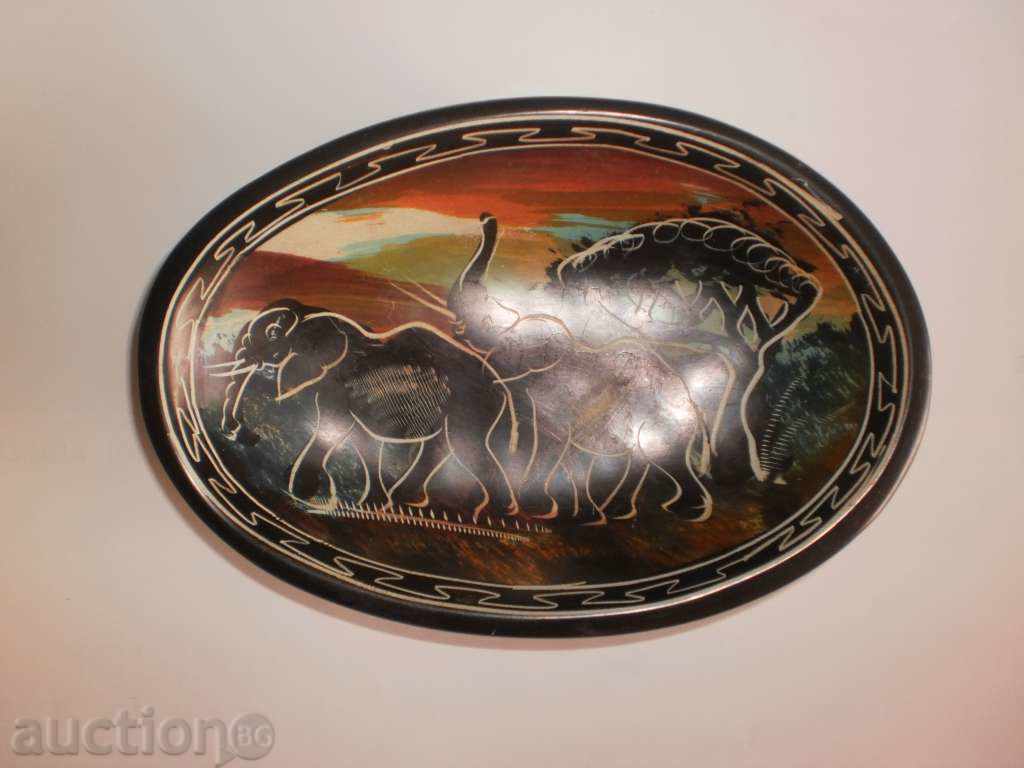 Auction  Decorative bowl of soapstone-BIG 5-elephant, ellipse
