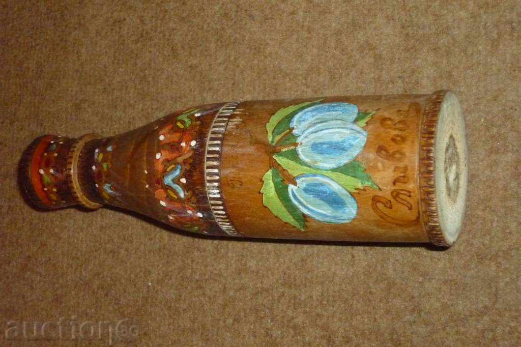 Auction Pyrographic wooden bottle - advertising Auction Pyrographic wooden bottle - advertising
