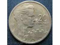 YUGOSLAVIA-20 dinars 1955