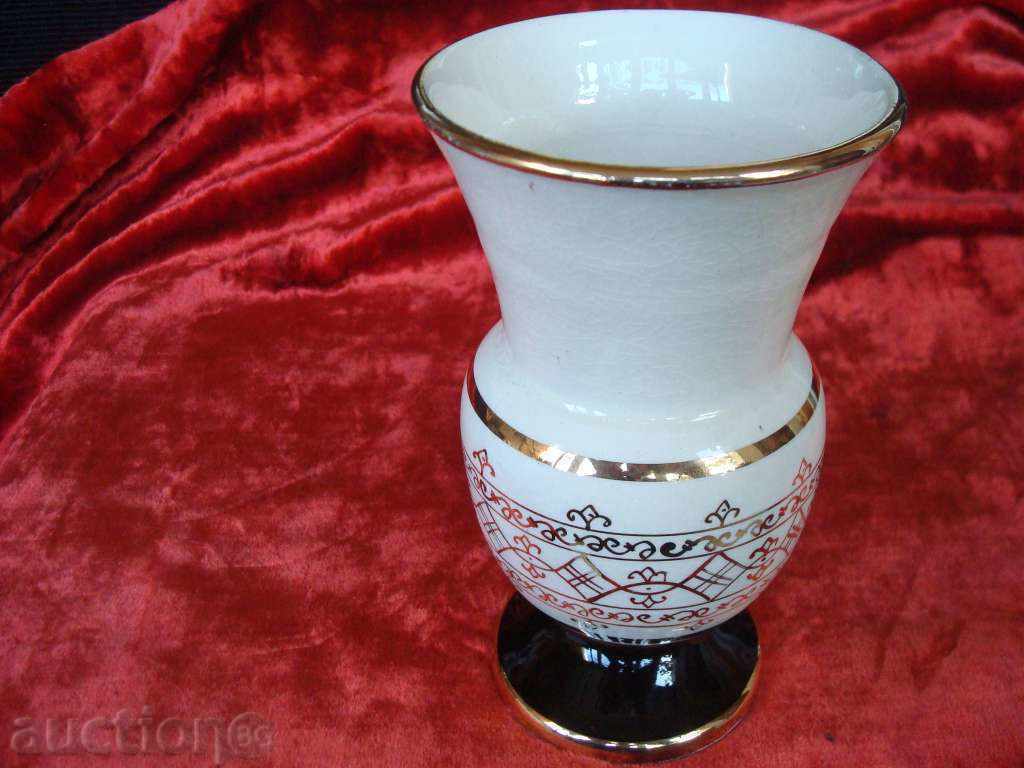 Vase, Porcelain, hand painted, gold edge with brand.