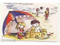 Carte poștală pentru copii pe plaja din Franța