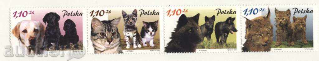 Чисти марки Котки и Кучета 2002 от Полша