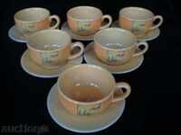 Cești+farfurii pentru cafea, porțelan, model orez, set 12 piese