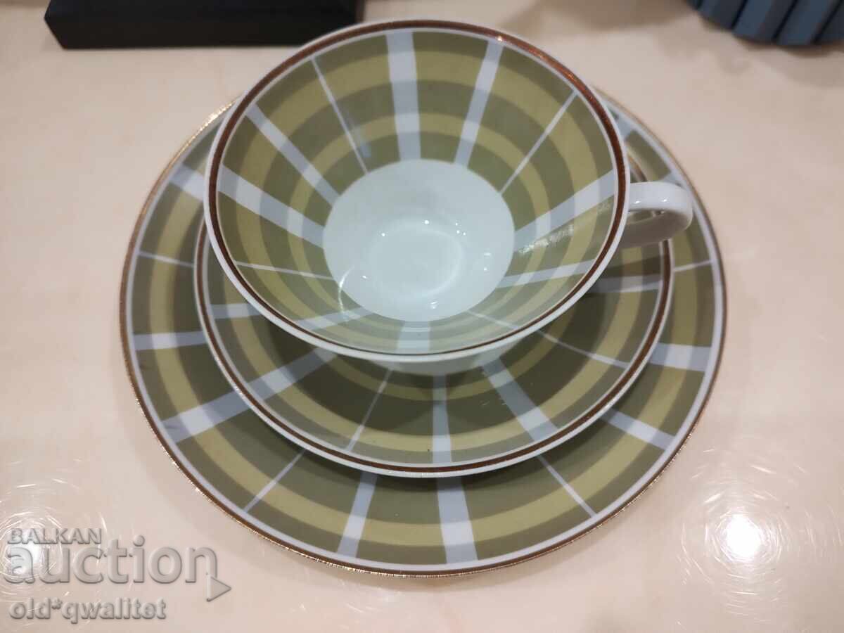 Porcelain triple tea set with price 97.00 BGN | € 49.60 Porcelain triple tea set with price 97.00 BGN | € 49.60