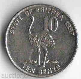 Eritrea 10 cents 1991