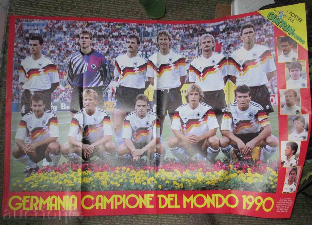 футболен плакат Германия световен шампион 1990г.