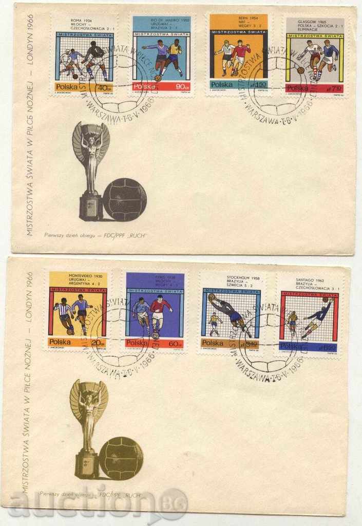 Първодневни  пликове  (FDC) СП по Футбол 1966 от Полша