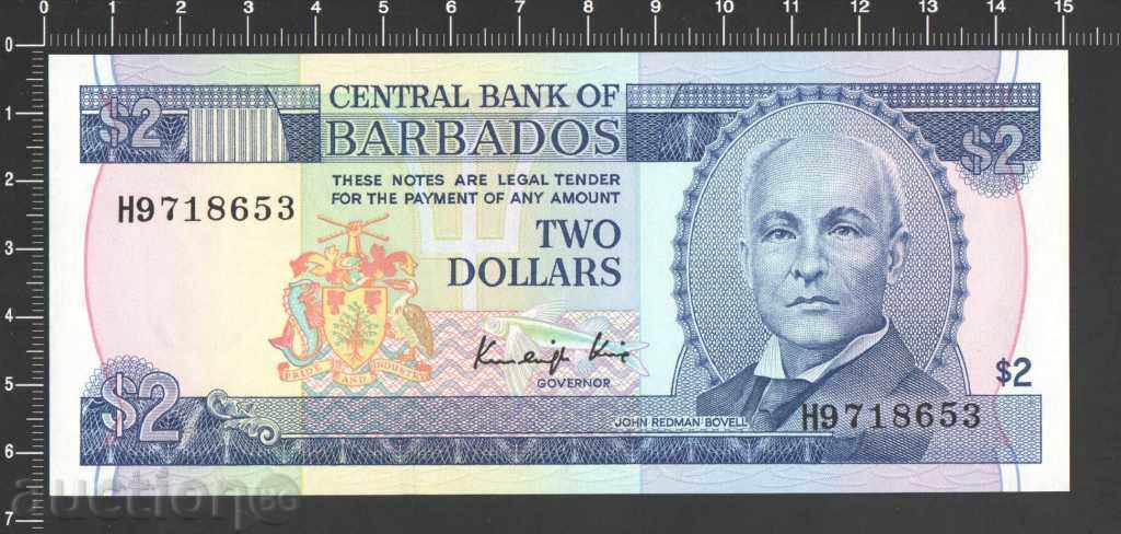 $ 2 Barbados 1986. UNC