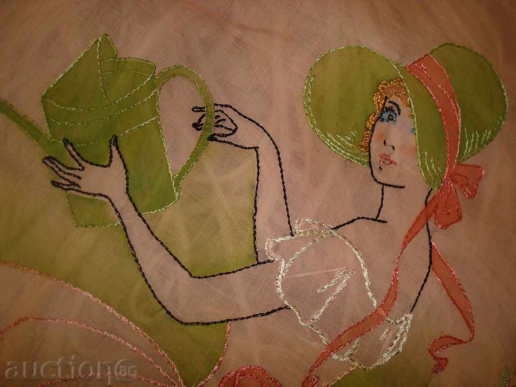 Apron, hand-embroidered, with pocket, for serving ERO. with price 9.95 BGN | € 5.09 Apron, hand-embroidered, with pocket, for serving ERO. with price 9.95 BGN | € 5.09