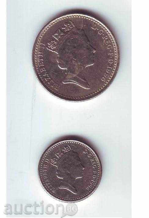 Монети   на Великобритания 5 и 10 пенса (2 бр)