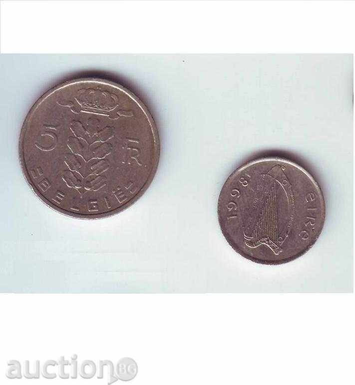 Coins of Ireland and Belgium (2 pcs) with price 1.00 BGN | € 0.51 Coins of Ireland and Belgium (2 pcs) with price 1.00 BGN | € 0.51