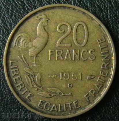 20 de franci în 1951, Franța