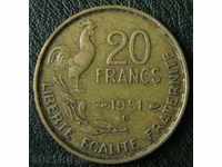 20 франка 1951 В, Франция