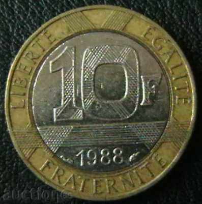 10 franci 1988, Franța