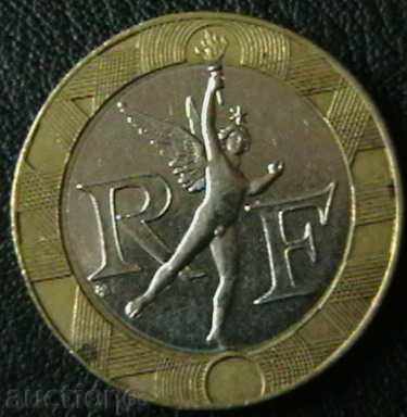 10 Franc 1991, France with price 1.00 BGN | € 0.51