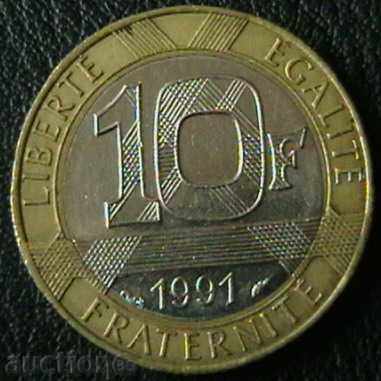 10 franci 1991, Franța