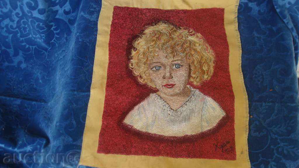 Tapestry "The Blue-eyed Blonde" with approx. dimensions 235x305mm.