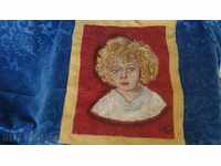 Tapestry "The Blue-eyed Blonde" with approx. dimensions 235x305mm.