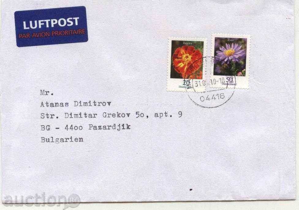 Пътувал  плик с марки Цветя  от Германия