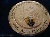 PLAQUE /medal/,Cycling 1983,150km.large 60mm.,gilt