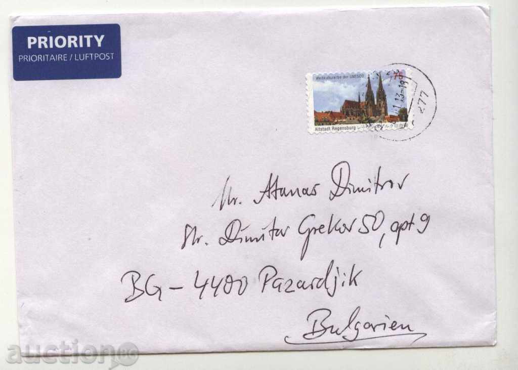 Traveled envelope bearing the UNESCO 2011 cathedral from Germany